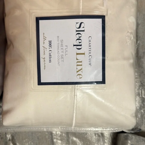 Charter Club Sleep Luxe 800 Thread Cream Bedding Sheet Set - Picture 2 of 3